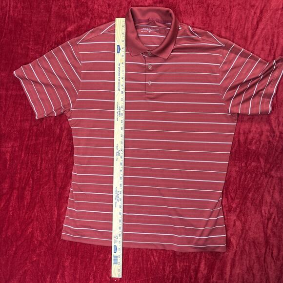 Nike Golf Polo Shirt Mens Size XL Performance Dri-Fit Polyester Red Stripe - Picture 5 of 7